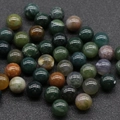 Polished 10mm natural green aventurine and moss agate stone beads for DIY jewelry - India Agate