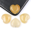 Quatre pierres de cœur en cristal naturel jaune poli de 25mm pour bijoux et déco - Pierre de Topaze Jaune (1 Pièce)