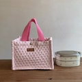 Borsa da picnic rosa goffrata con logo e texture morbida per pranzi e snack - Rosa a Rombi (Star-picking)