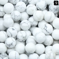Polished 10mm white howlite round beads with natural grey marble veining for DIY jewelry - Howlite
