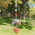 Handmade chakra tree of life hanging decor with heart-shaped goldstone pendant - Gold Sandstone