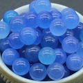 Polished 8mm blue natural agate stone beads in a round non-porous design for DIY jewelry - Blue Agate
