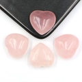 Lot de quatre pierres de quartz rose poli de 25mm en forme de cœur, rose pâle translucide - Quartz Rose (1 Pièce)