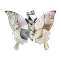 Exquisite silver butterfly pendant featuring natural iridescent abalone shell inlay - Butterfly Design