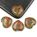 Lot de quatre pierres d'Unakite naturelles en forme de cœur de 25mm aux motifs polis - Unakite 1Pc