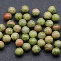 Polished 10mm unakite stone beads with natural green and pink spotted texture for DIY - Unakite