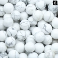 Polished 6mm white turquoise round beads with natural grey marble texture for DIY jewelry - Howlite