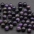 Polished natural purple amethyst stone beads without holes in 10mm round sphere shape - Amethyst