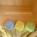 Cute plaid sanitary napkin storage bag in blue, yellow and green cotton canvas fabric - Square Mini Style / Yellow Plaid