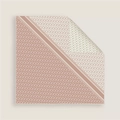 Detail of pink silk square scarf with D-letter pattern and hand-rolled edges - Lotus Pink Cream White Style (03)