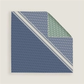 70cm velvet square scarf with double-sided geometric print and hand-rolled edges - Navy Blue Light Blue Green Style (02)