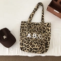 Leopard print canvas tote bag with white A.B.C. letters and long shoulder straps - Yellow Leopard Print Apc Medium Size