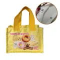 Borsa termica a quadretti gialli con orsetto cartone e chiusura con bottone metallico - Plaid Giallo
