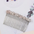 Pettine per capelli argento fatto a mano con pietre di cristallo rosa e filo metallico - Quarzo rosa
