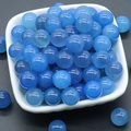 Spherical 12mm blue agate semi-precious stone beads for DIY jewelry making - Blue Agate