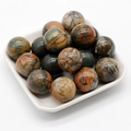 Polished 20mm bloodstone jasper round spheres with red and green marble patterns - Grass Red Turquoise