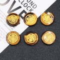 Set de seis discos de piedra natural ojo de tigre con motivos florales dorados - Ojo de tigre