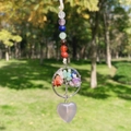 Décoration arbre de vie sept chakras avec pendentif cœur en quartz rose - Agate Grise