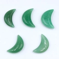Set of five polished green aventurine crescent moon shaped gemstones on white background - Green Aventurine