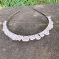 Silver crown headband with raw white quartz crystals and wire wrapping detail - White Crystal