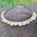 Handmade silver headband featuring natural raw yellow crystal stones for bridal accessory - Citrine