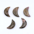 Polished Rhodonite crescent moon crystals with pink and black natural mineral patterns - Rhodonite