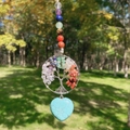 Tree of Life hanging ornament with multi-color stones and heart-shaped turquoise pendant - Synthetic Blue Turquoise