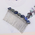 Handgefertigter Wicca-Haarkamm mit natürlichen blauen Lapislazuli-Rohsteinen auf Silberdraht - Lapislazuli