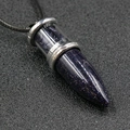 Blue goldstone bullet pendant necklace with crushed mineral stones inside a clear chamber - Blue Goldstone (Synthetic)