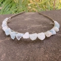 Handcrafted silver headband with raw aquamarine crystals and wire-wrapped details - Aquamarine