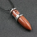 Bullet-shaped necklace pendant with reddish-brown goldstone chips and silver buckle - Gold Sand Stone (Synthetic)