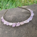 Handmade crown headband featuring natural raw purple amethyst crystals on silver wire - Light Amethyst