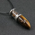 Tiger eye stone bullet pendant with crushed crystals and a sleek black cord necklace - Tiger's Eye