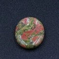 Piedra de Unakita pulida ovalada para Gua Sha con textura mineral natural verde y rosa - Unakita