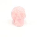 Figura de calavera de cuarzo rosa tallada a mano con acabado pulido para decorar - Cuarzo rosa