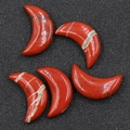 Five pieces of 30mm polished red jasper crescent moon stones with natural textures - Rainbow Stone