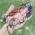 Handmade 7 Chakra natural crystal wall hanging with Tree of Life and woven raw stones - 7 Chakra Tree of Life (1pc)