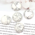Set di cinque cabochon rotondi in howlite bianca da 20mm con venature grigie marmoree - 20mm / Turchese Bianco
