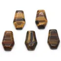 Polished tiger eye stone coffin ornaments with natural brown and yellow chatoyant stripes - Tiger's Eye