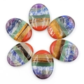 Set di 6 pietre chakra ovali lucide con strisce colorate di cristallo naturale - Tavoletta Gua Sha per Pollice