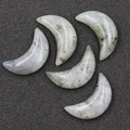 Five crescent moon natural labradorite stones with grey mineral inclusions - Labradorite