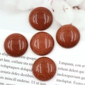 Cinque cabochon tondi da 20 mm in pietra del sole rossa scintillante per gioielli fai da te - 20mm / Pietra del Sole (Sintetico)