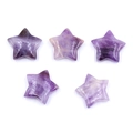 Lot de cinq étoiles en améthyste naturelle polie avec des textures de cristal violet - Améthyste