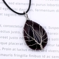 Deep purple teardrop crystal necklace with silver wire wrapped tree of life pendant - Purple Glass (Synthetic)