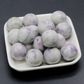 Polished 20mm round ball stone with natural white and purple marbled pattern - Auspicious Jade