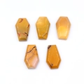 Five pieces of polished yellow jasper coffin shaped stones with unique natural textures - Yellow Jasper