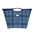 Classic blue and yellow plaid tote bag with sturdy woven rope handles and large capacity - L / Dark Blue Plaid (IT)