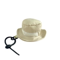Mini bucket hat coin purse in khaki nylon with adjustable strap and carabiner hook - Beige