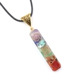Chakra healing necklace with colorful natural stones and copper coil in resin - Small