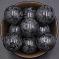 Polished natural black labradorite gemstone spheres without holes for DIY decor - Larvikite